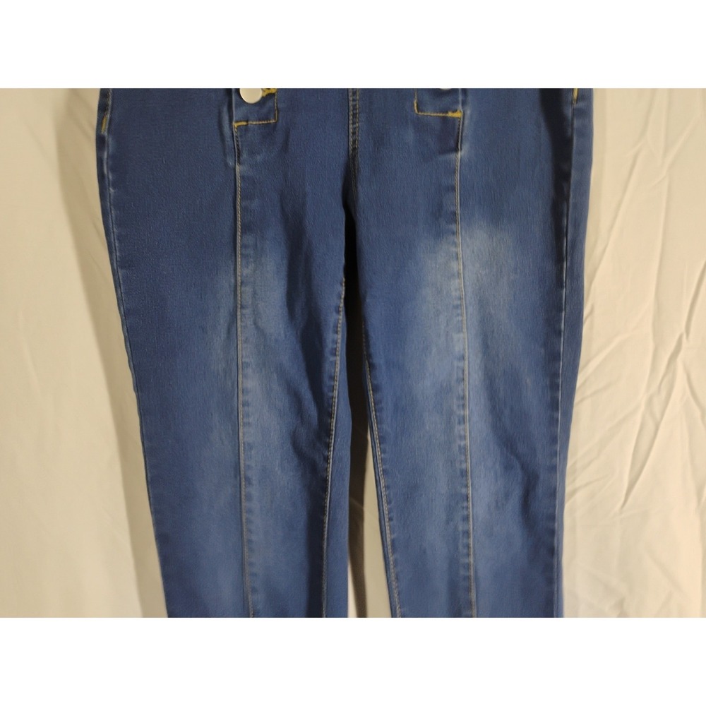 Unbranded Women's MEDIUM Dual Button Flap Closure Mid Rise Denim Blue Jeans - Picture 3 of 8
